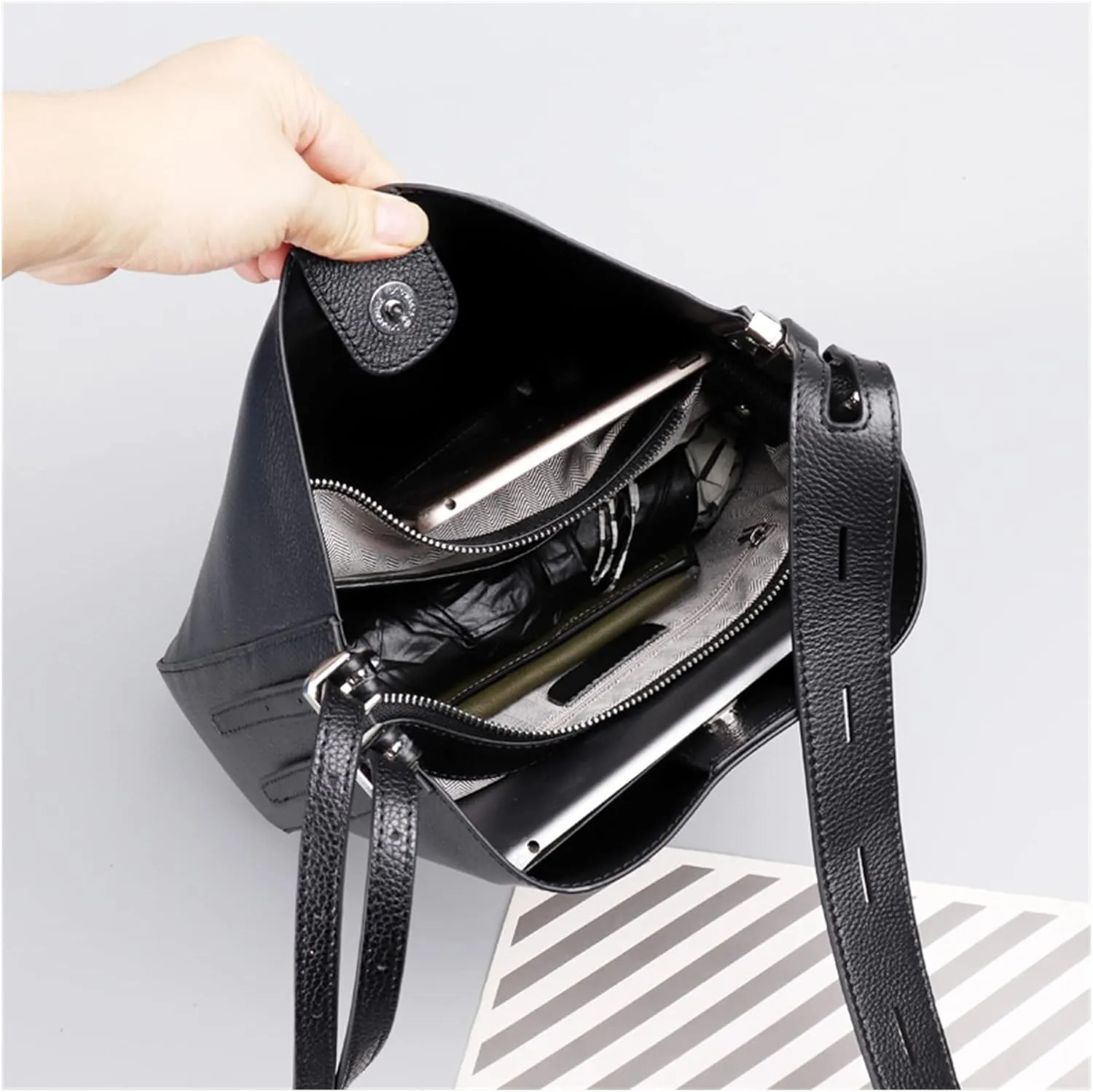 Leather Crossbody Bag For Women Shoulder Bag Women Simple Bucket Bag