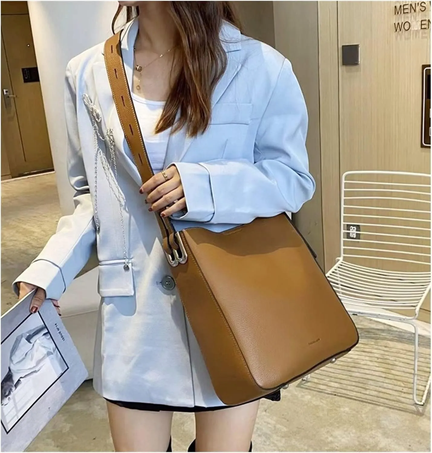 Leather Crossbody Bag For Women Shoulder Bag Women Simple Bucket Bag