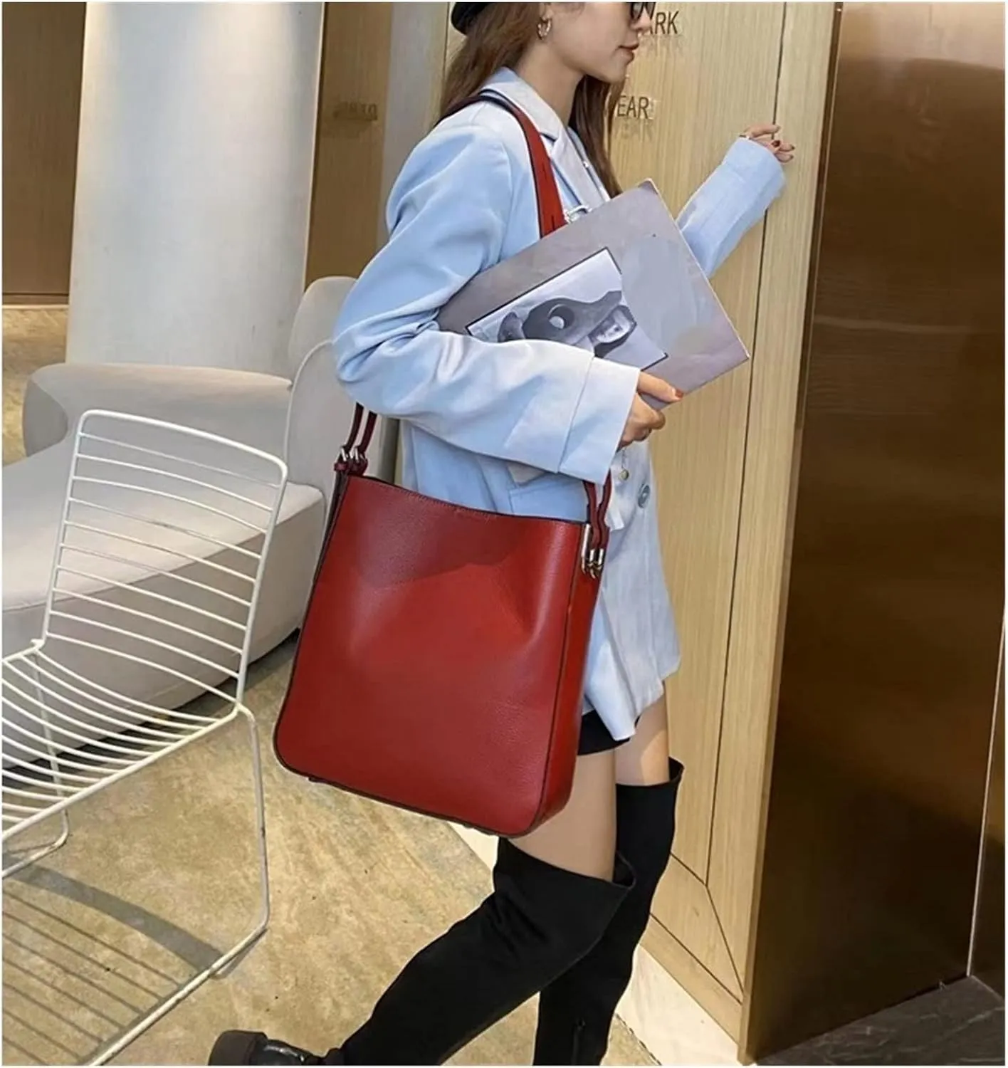 Leather Crossbody Bag For Women Shoulder Bag Women Simple Bucket Bag