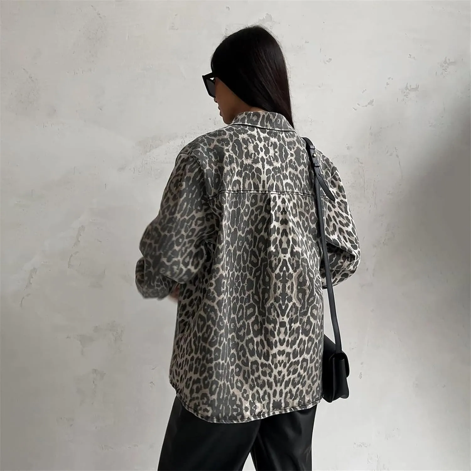 Leopard Jacket - Y2K Cheetah Print, Vintage Button Down, Casual Streetwear Denim Jacket for Women