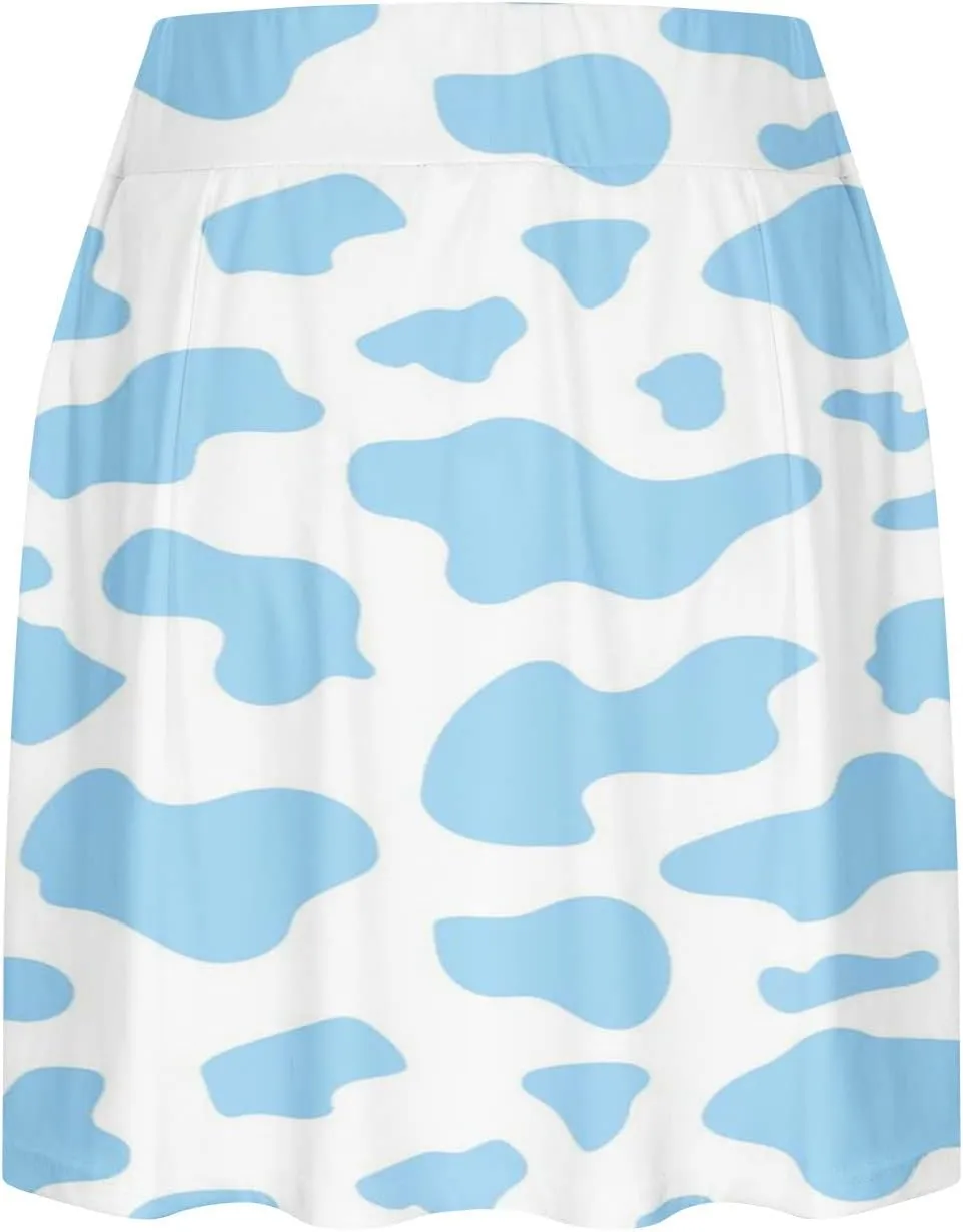 LFEOOST Women Tennis Skirt Golf Skorts Cow Print Athletic High Waisted Inner Shorts Sport Workout Pleated Pickleball Short