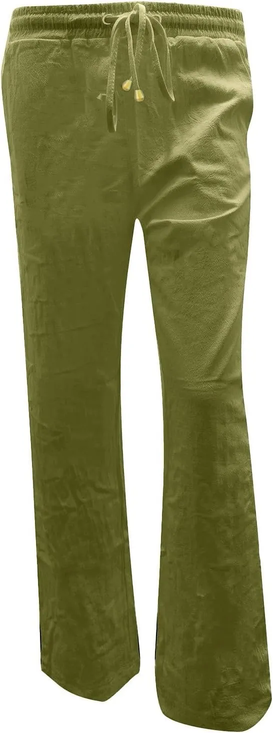 Linen Pants Women 2025 Summer Drawstring Trousers Pockets Casual Loose Wide Leg Lounge Pant for Beach Travel Vacation