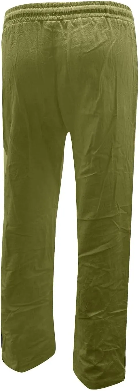 Linen Pants Women 2025 Summer Drawstring Trousers Pockets Casual Loose Wide Leg Lounge Pant for Beach Travel Vacation