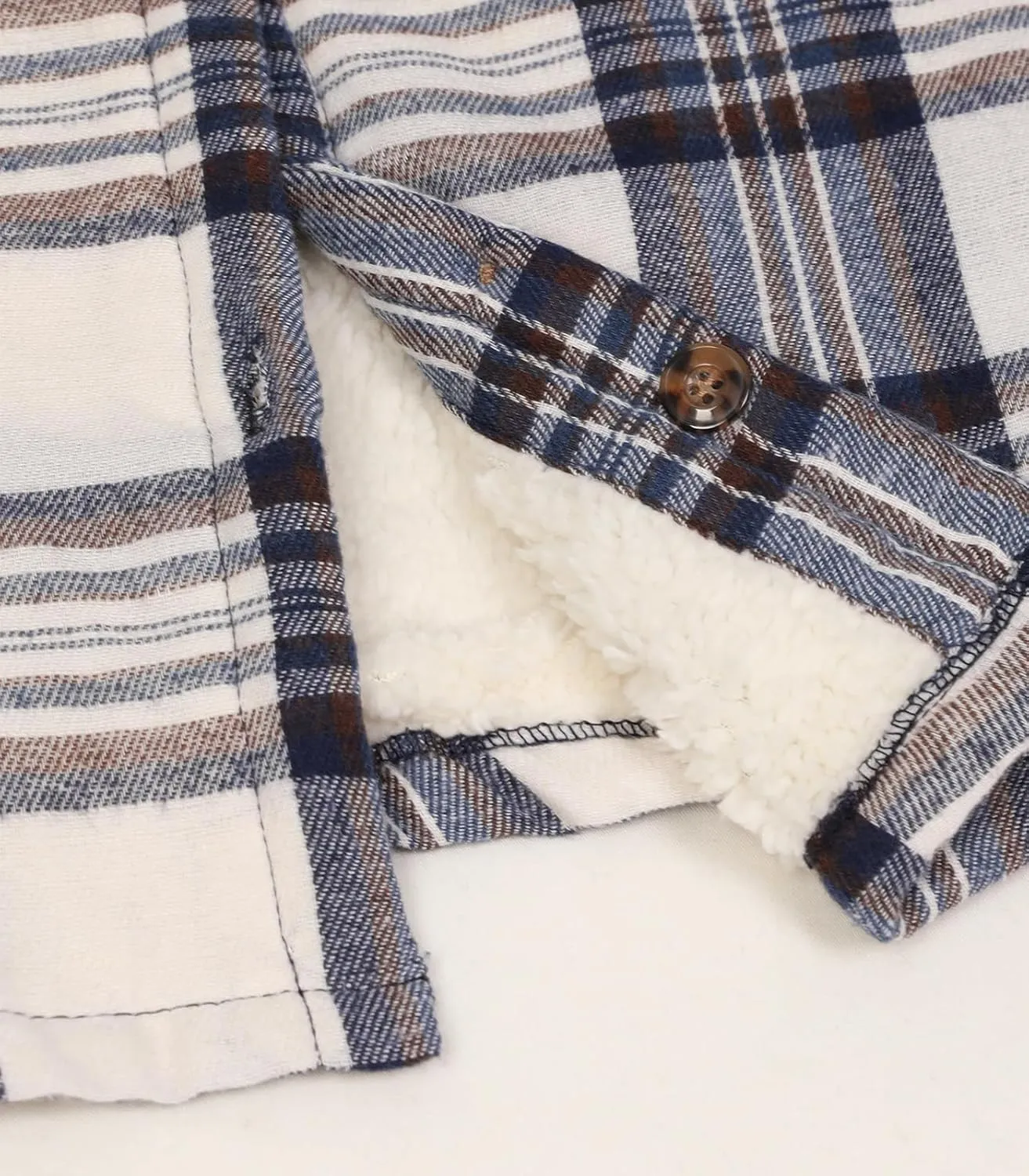 Lisskolo Women's Sherpa Flannel Jacket with Hand Pockets,Warm Fleece Lined Button Up Plaid Flannel Shirt Jackets