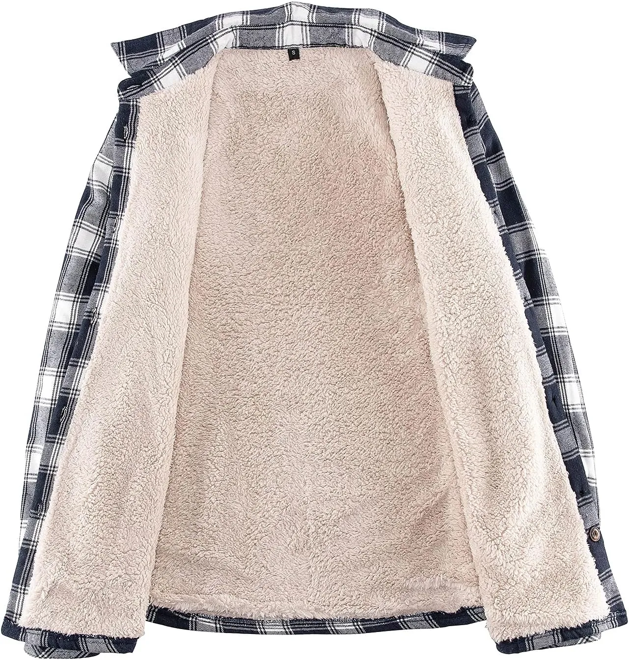 Lisskolo Women's Sherpa Flannel Jacket with Hand Pockets,Warm Fleece Lined Button Up Plaid Flannel Shirt Jackets