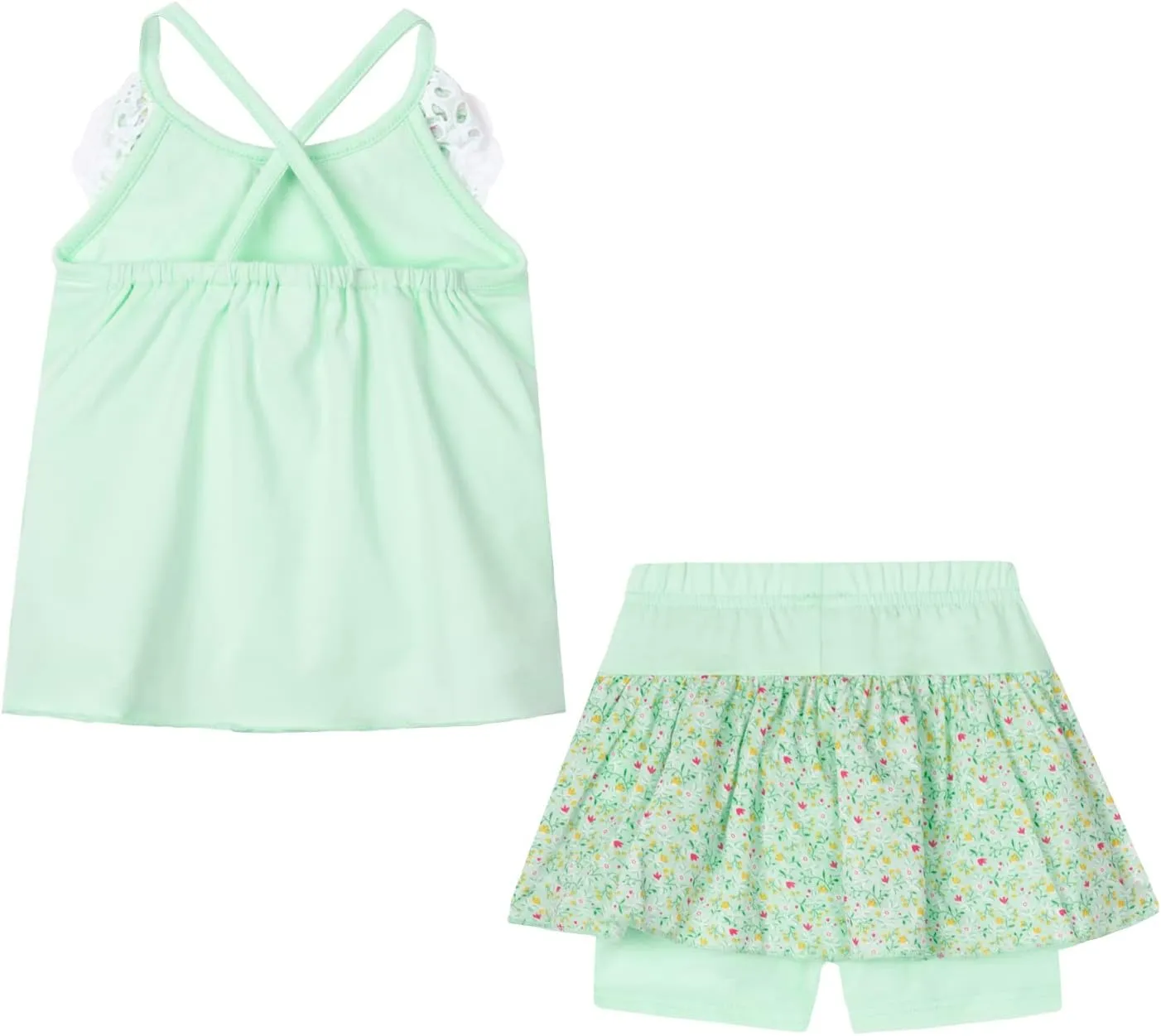 LittleSpring Girls Summer Outfits for Girl Floral Tank Tops and Shorts Casaul Set