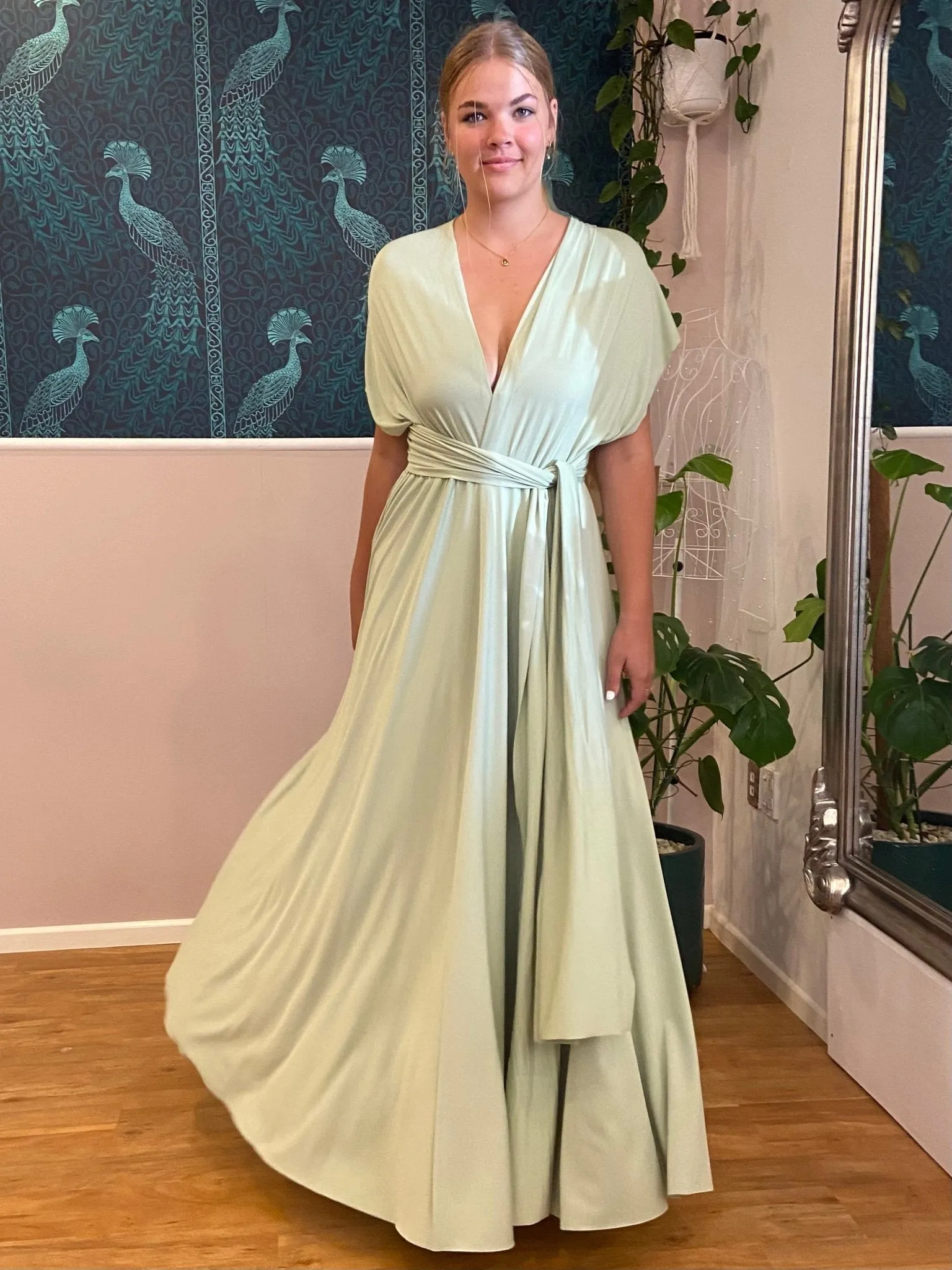Luxe Avocado Flower Girl Infinity dress Express NZ wide