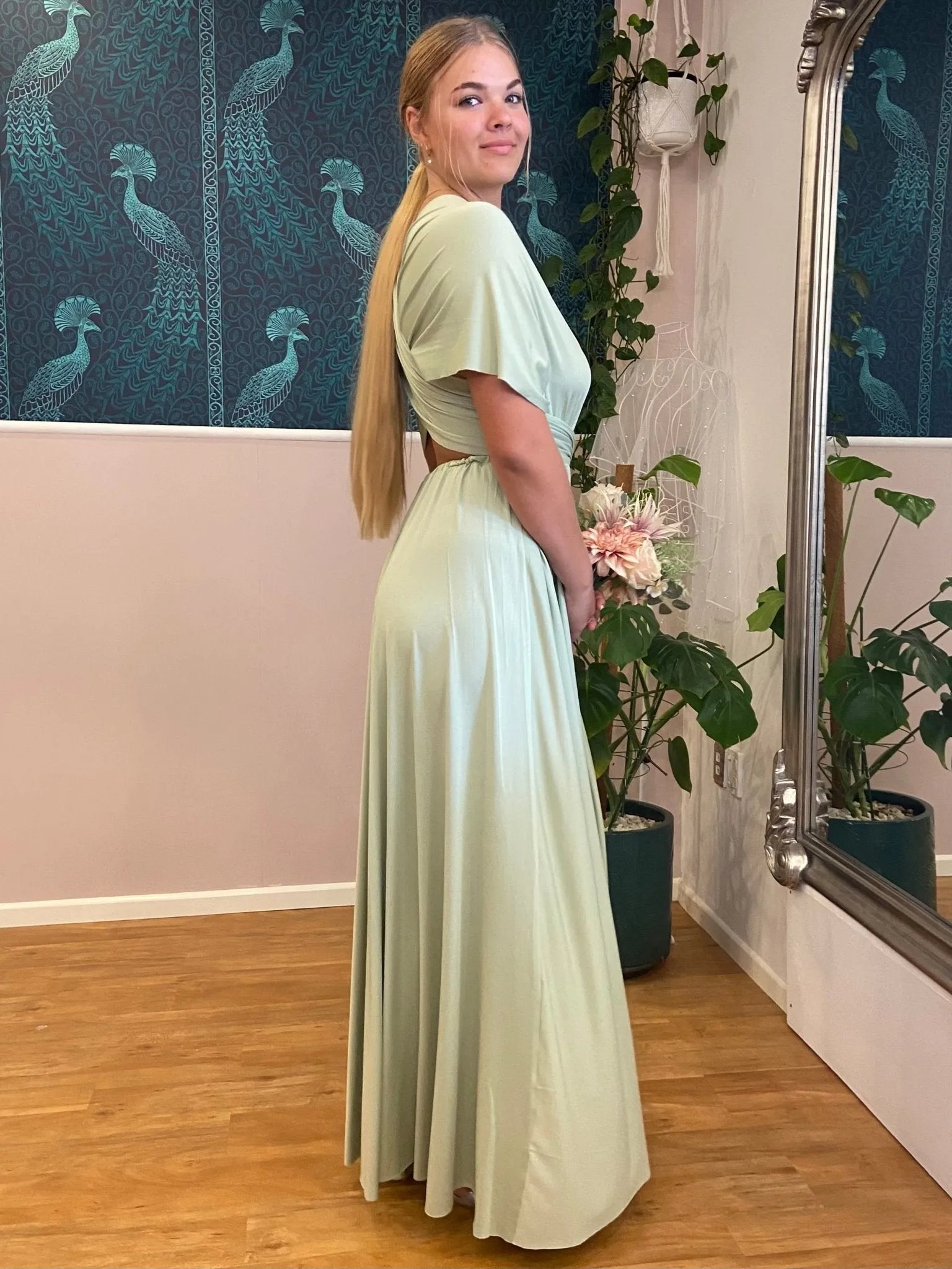 Luxe Avocado Flower Girl Infinity dress Express NZ wide