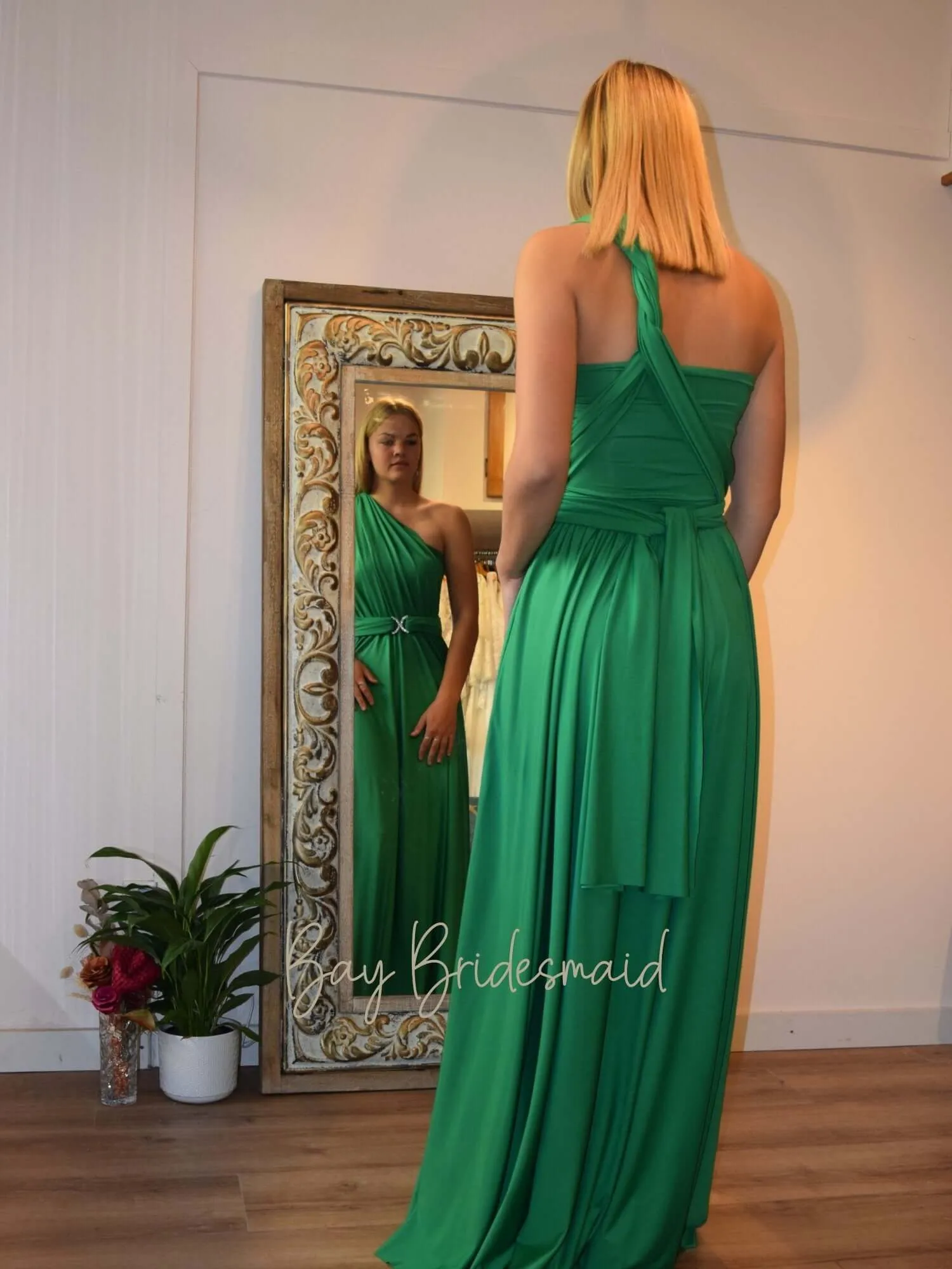 Luxe Emerald Convertible Infinity bridesmaid dress Express NZ wide