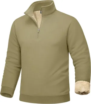MAGCOMSEN Men's Sherpa Lined Quarter Zip Fleece Heavyweight Pullover Winter Warm Sweatshirts