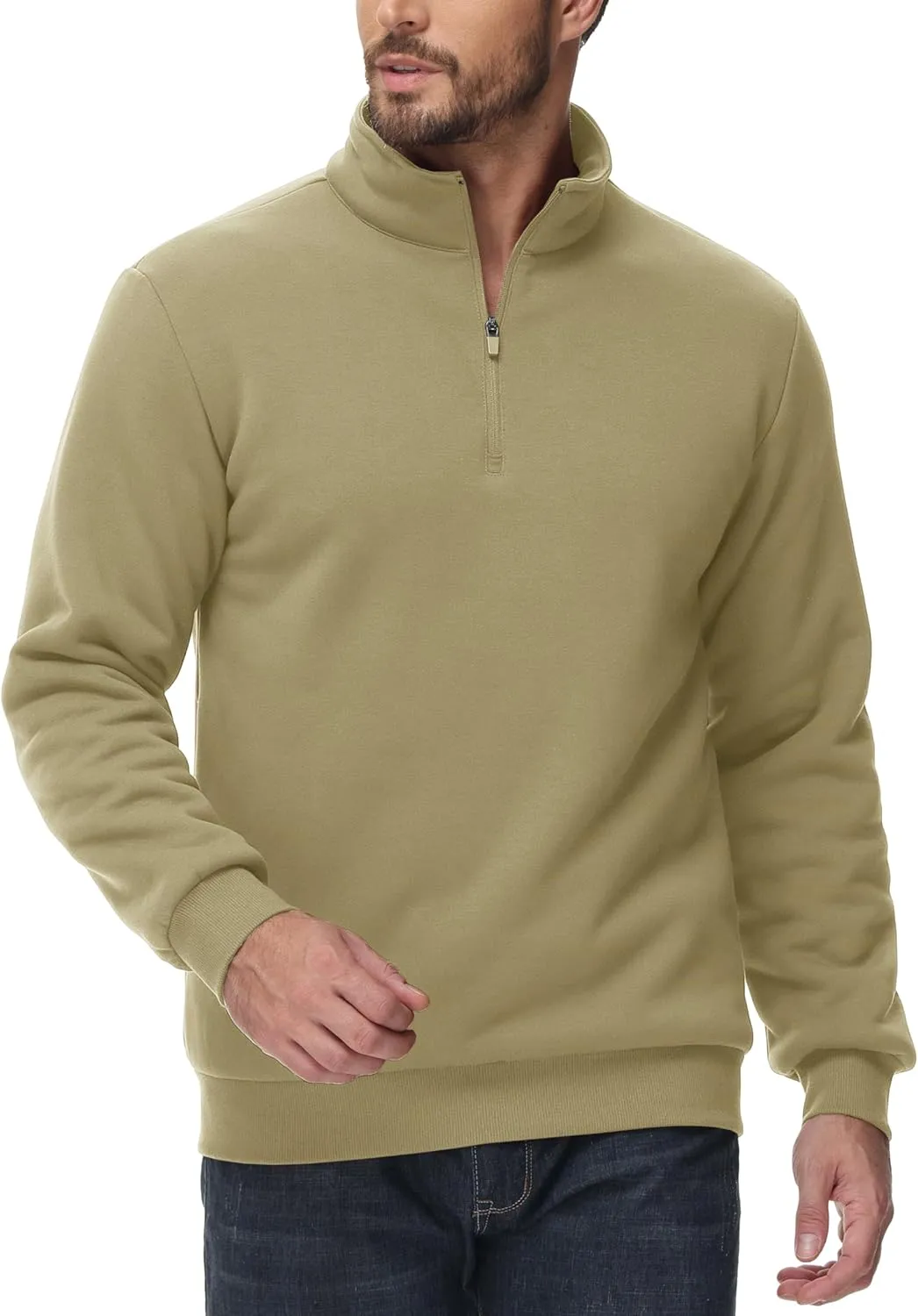MAGCOMSEN Men's Sherpa Lined Quarter Zip Fleece Heavyweight Pullover Winter Warm Sweatshirts