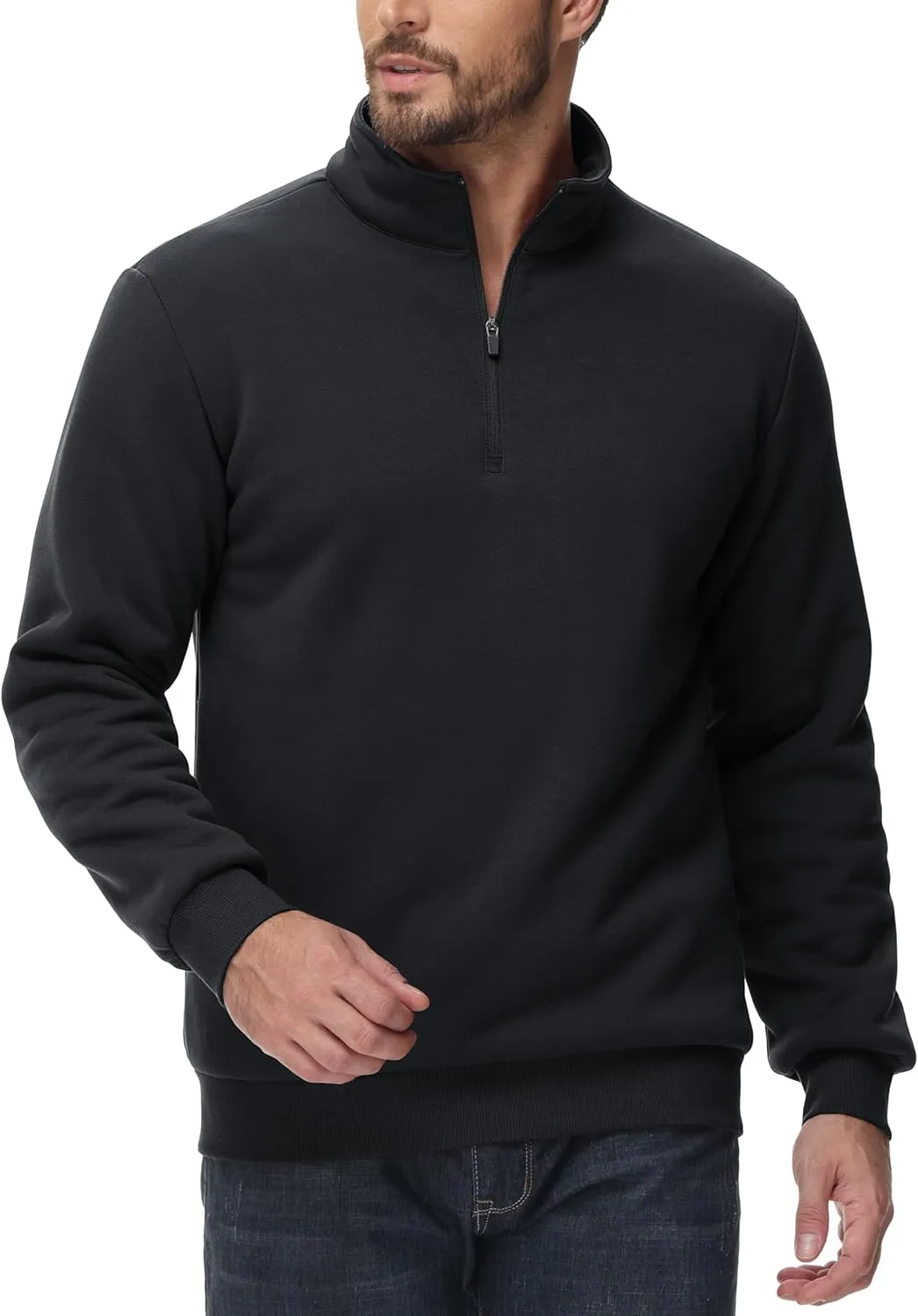 MAGCOMSEN Men's Sherpa Lined Quarter Zip Fleece Heavyweight Pullover Winter Warm Sweatshirts