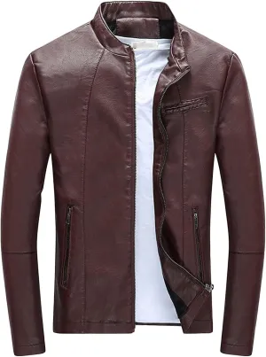 Maiyifu-GJ Men's Faux Leather Lambskin Biker Jacket Winter Warm Motorcycle Outwear Fleece Lined PU Leather Full Zip Jackets
