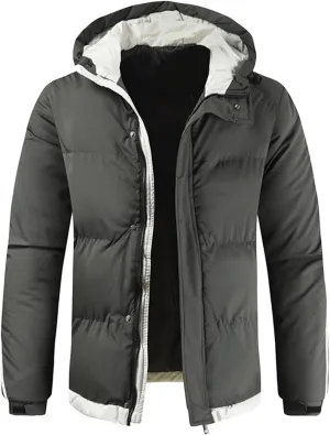 Mens Autumn And Winter Fashion Casual Solid Color Padded Warm Cotton Coat Cotton Padded Winter Jackets Men
