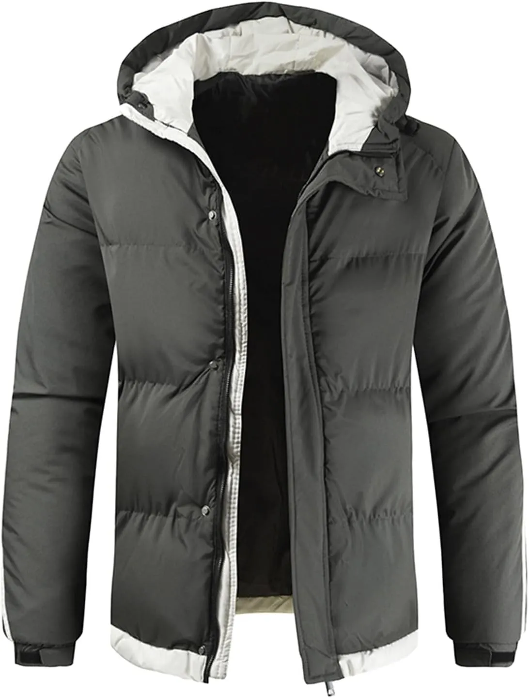 Mens Autumn And Winter Fashion Casual Solid Color Padded Warm Cotton Coat Cotton Padded Winter Jackets Men