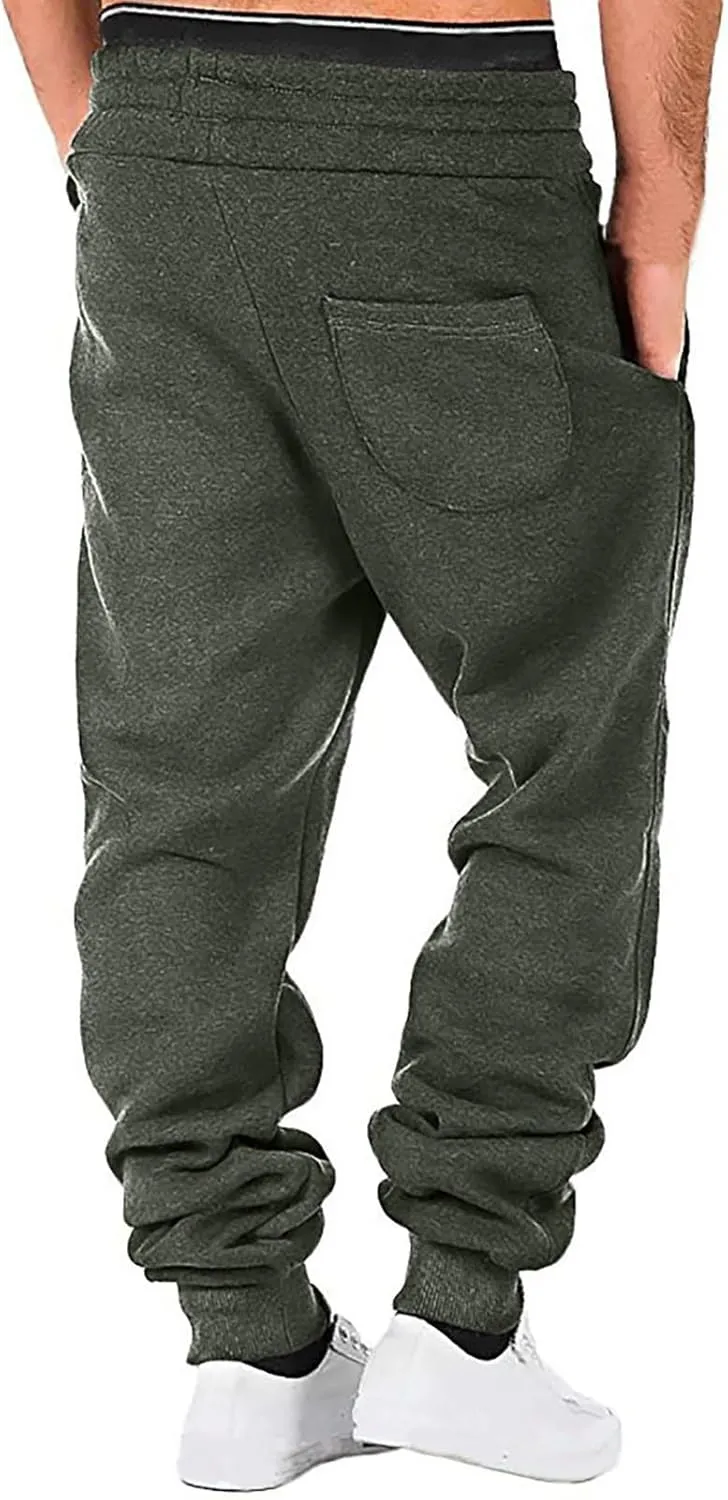Men's Casual Joggers Pants Drawstring Chino Cargo Pants Hiking Outdoor Twill Track Fitness Sweatpants with Pockets