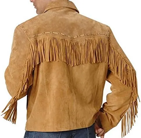 Men's Cowboy Fringed Leather Jacket Simple