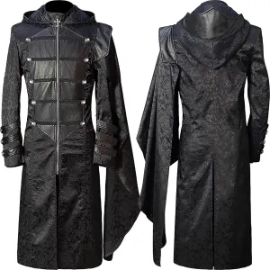Men's Fashion Halloween Coats Windbreaker Plus Size Hooded Jacket Steampunk Zip Up Jackets Vintage Outwear