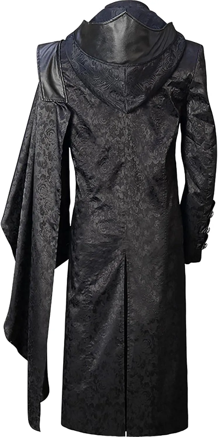 Men's Fashion Halloween Coats Windbreaker Plus Size Hooded Jacket Steampunk Zip Up Jackets Vintage Outwear