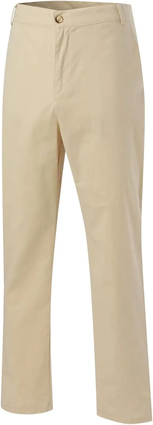 Mens Linen Dress Pants Casual Cotton Blend Relaxed Fit Straight Leg Khaki Pants Flat Front Twill Chino Trousers for Men