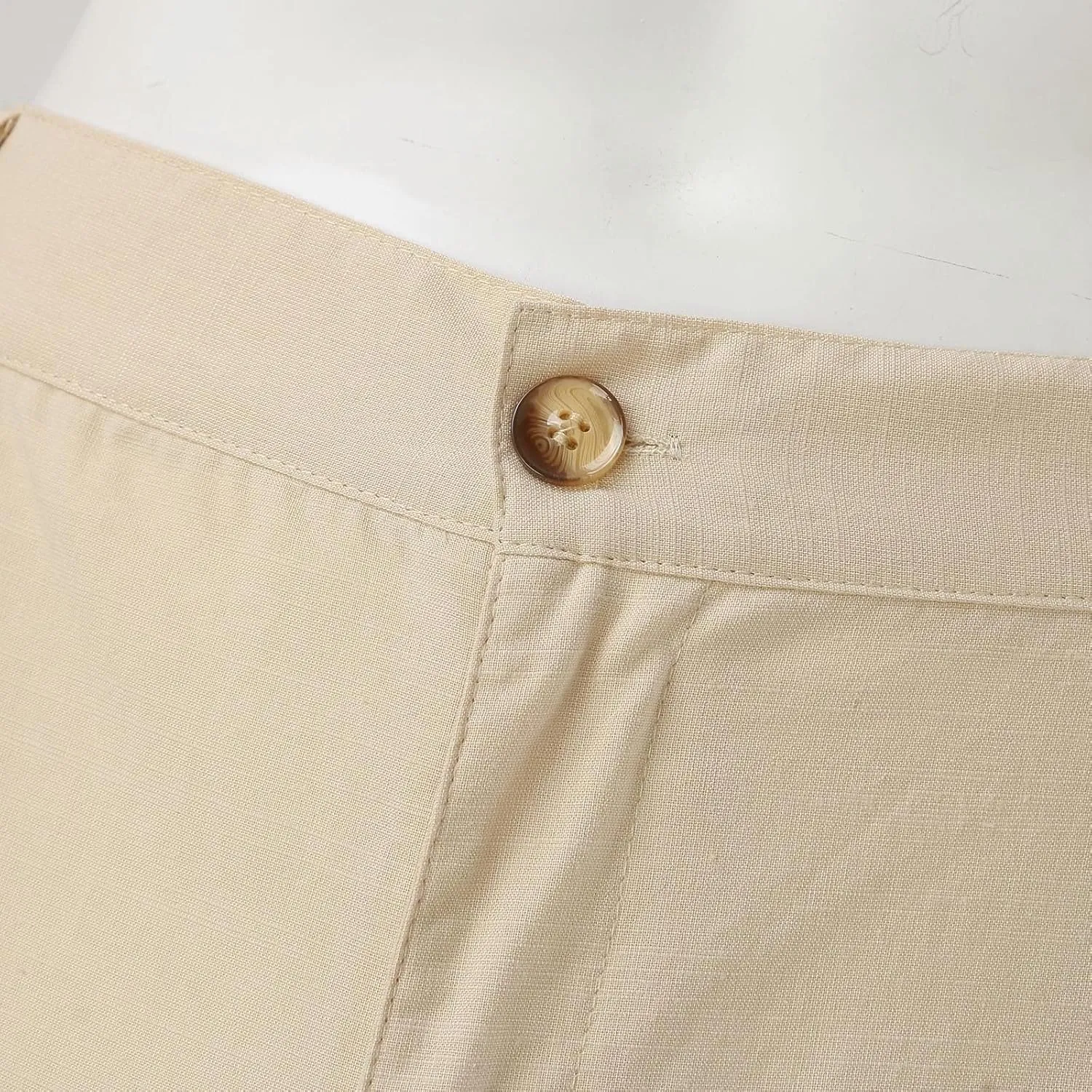 Mens Linen Dress Pants Casual Cotton Blend Relaxed Fit Straight Leg Khaki Pants Flat Front Twill Chino Trousers for Men