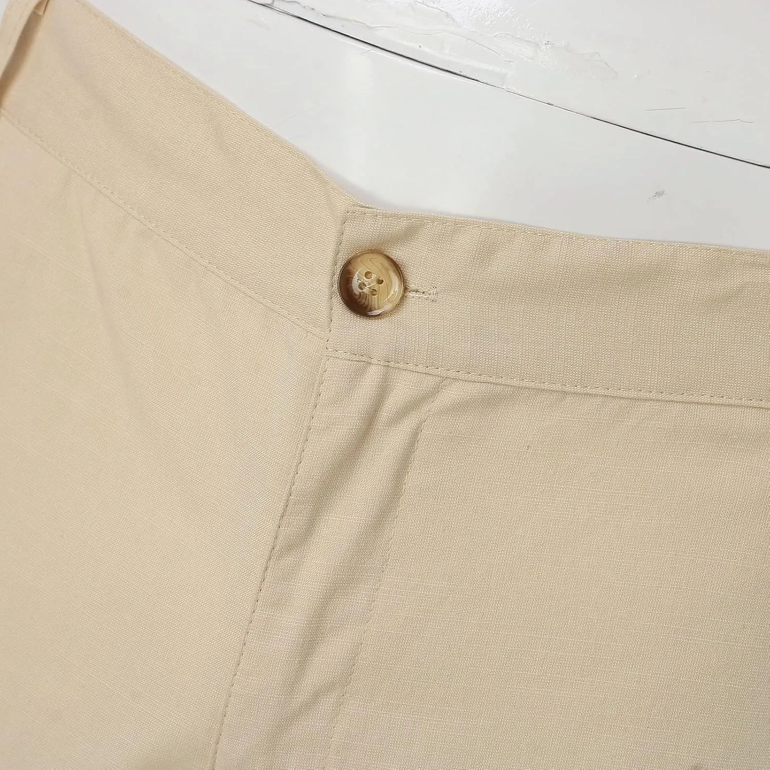 Mens Linen Dress Pants Casual Cotton Blend Relaxed Fit Straight Leg Khaki Pants Flat Front Twill Chino Trousers for Men