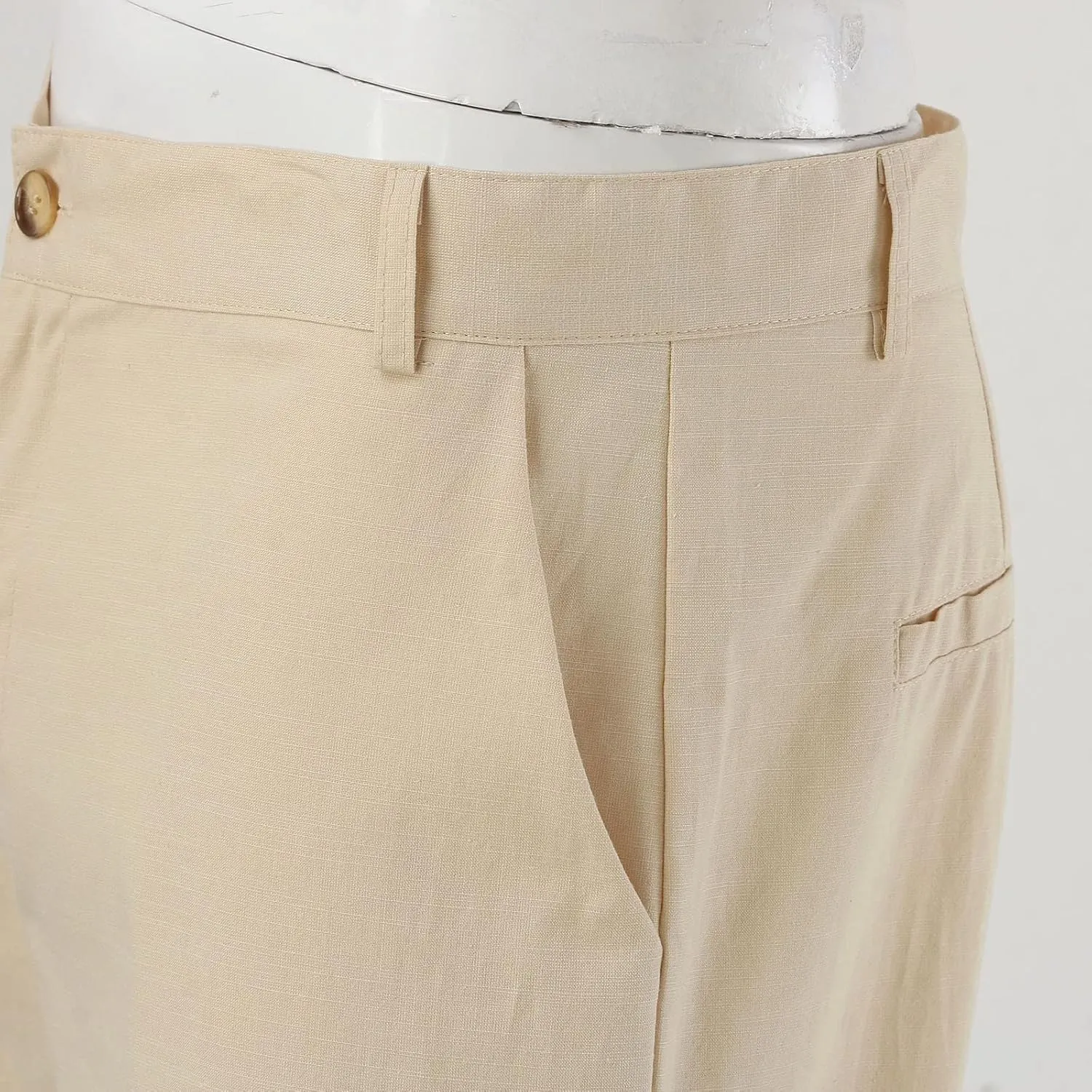 Mens Linen Dress Pants Casual Cotton Blend Relaxed Fit Straight Leg Khaki Pants Flat Front Twill Chino Trousers for Men
