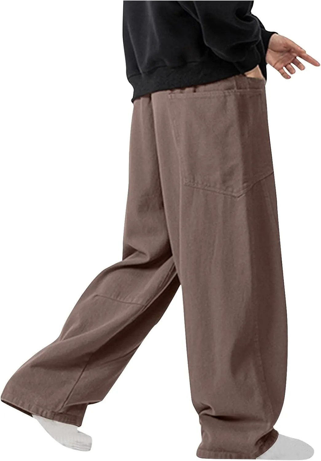 Mens Linen Harem Drawstring Sweatpants Casual Wide Leg Lightweight Trousers Summer Beach Travel Athletic Lounge Pants
