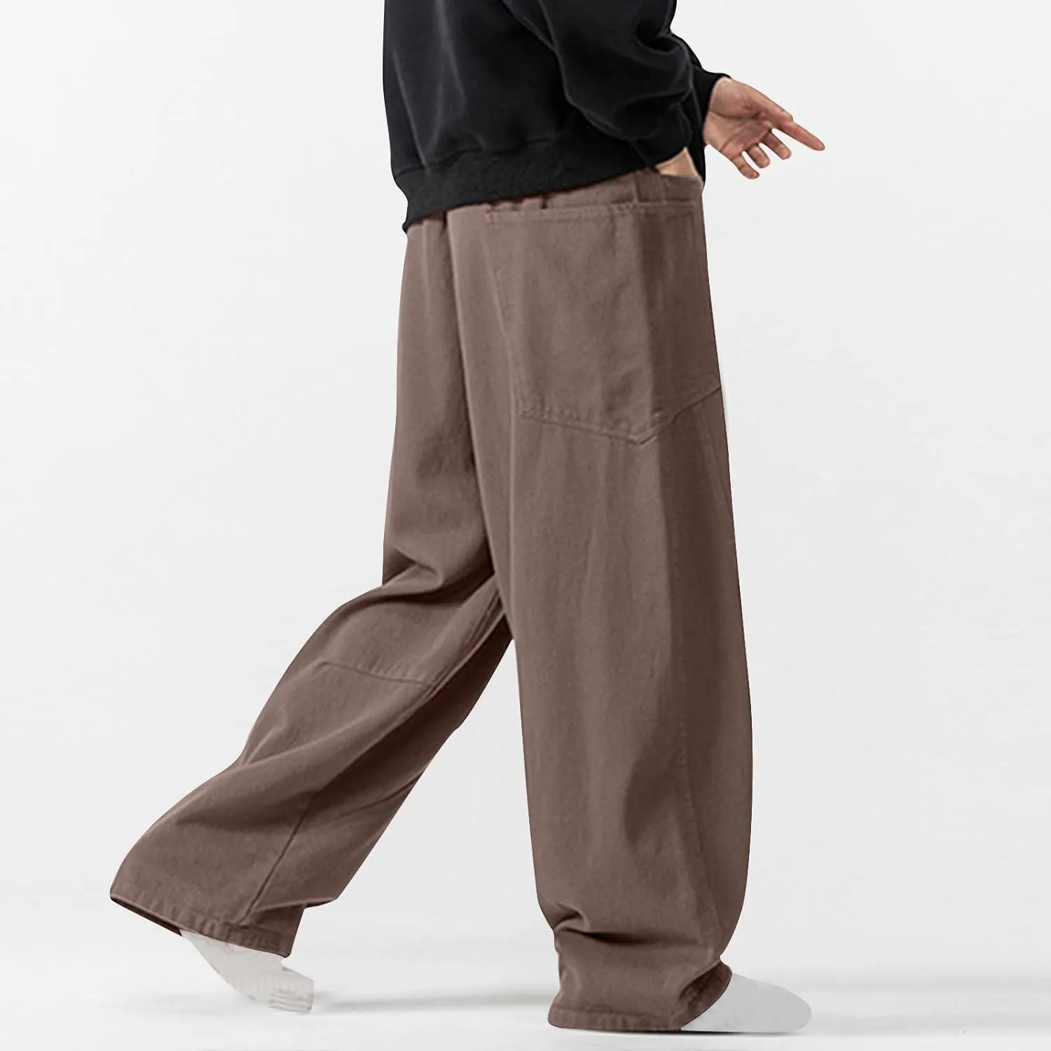 Mens Linen Harem Drawstring Sweatpants Casual Wide Leg Lightweight Trousers Summer Beach Travel Athletic Lounge Pants