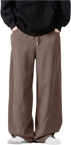 Mens Linen Harem Drawstring Sweatpants Casual Wide Leg Lightweight Trousers Summer Beach Travel Athletic Lounge Pants