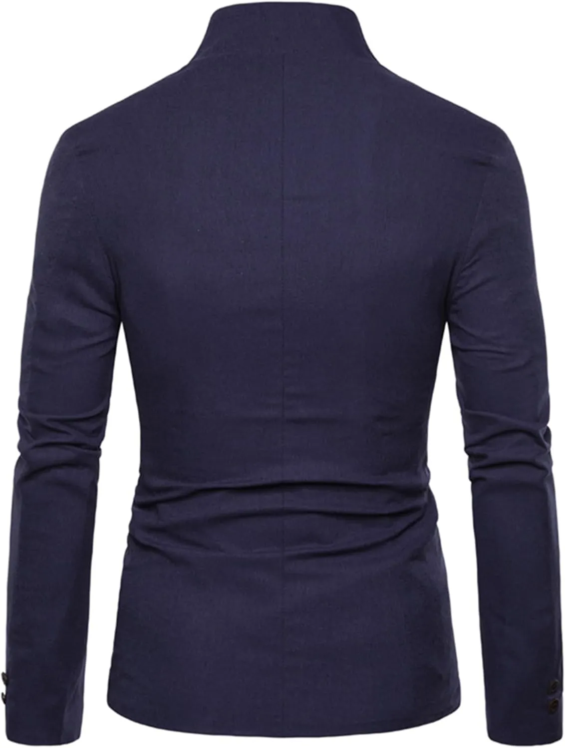 Mens Slim Fit Blazer Jacket Button Stand Collar Solid Suit Coats Casual Business Dress Blazer Coat