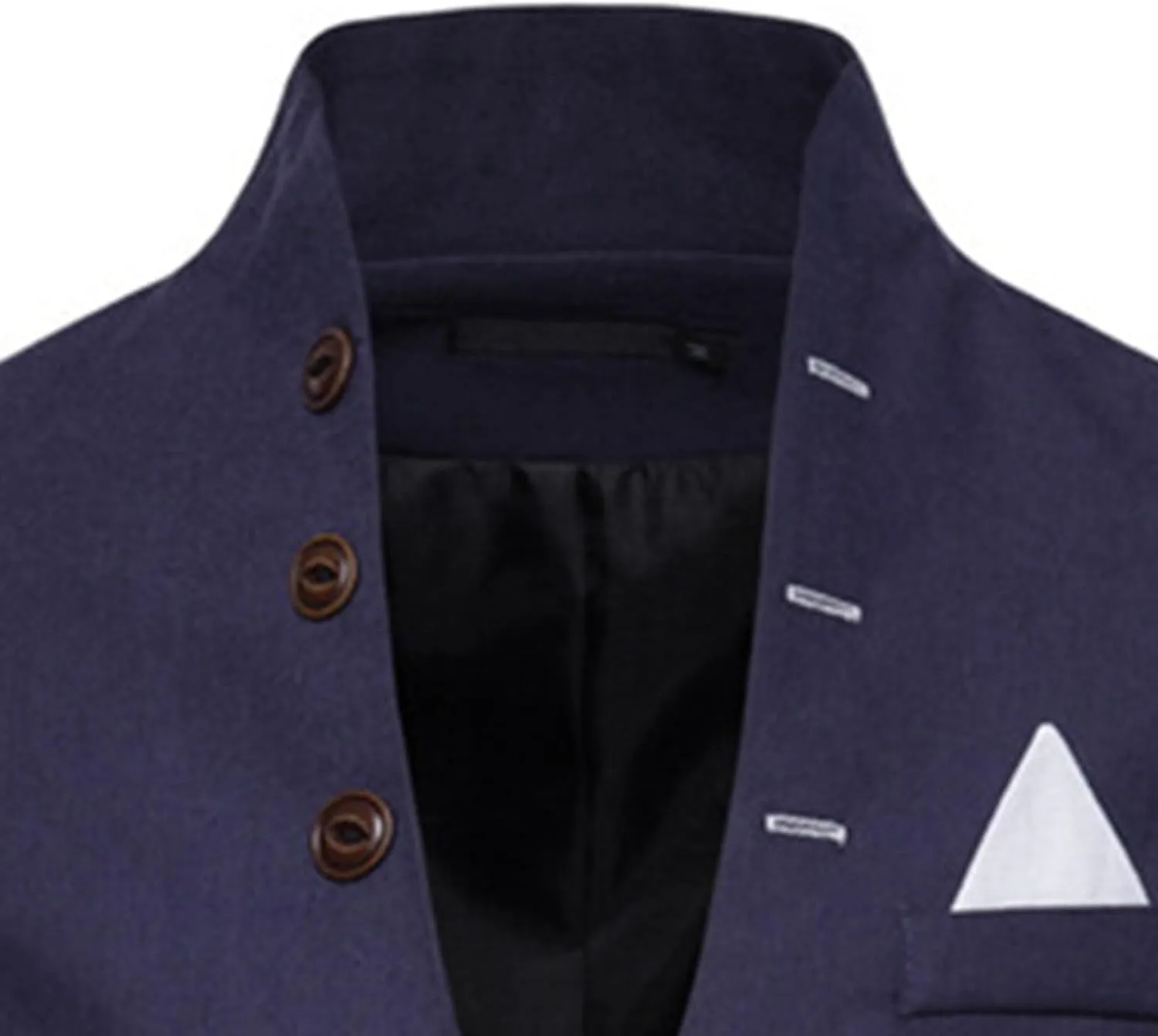 Mens Slim Fit Blazer Jacket Button Stand Collar Solid Suit Coats Casual Business Dress Blazer Coat