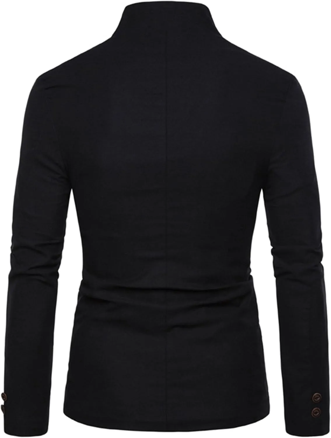 Mens Slim Fit Blazer Jacket Button Stand Collar Solid Suit Coats Casual Business Dress Blazer Coat