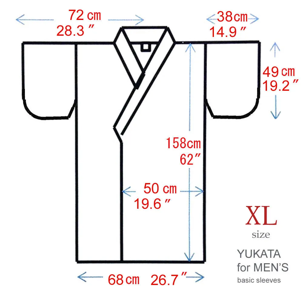 Men's Yukata Robe Japanese Summer Kimono -  Diamond Pattern