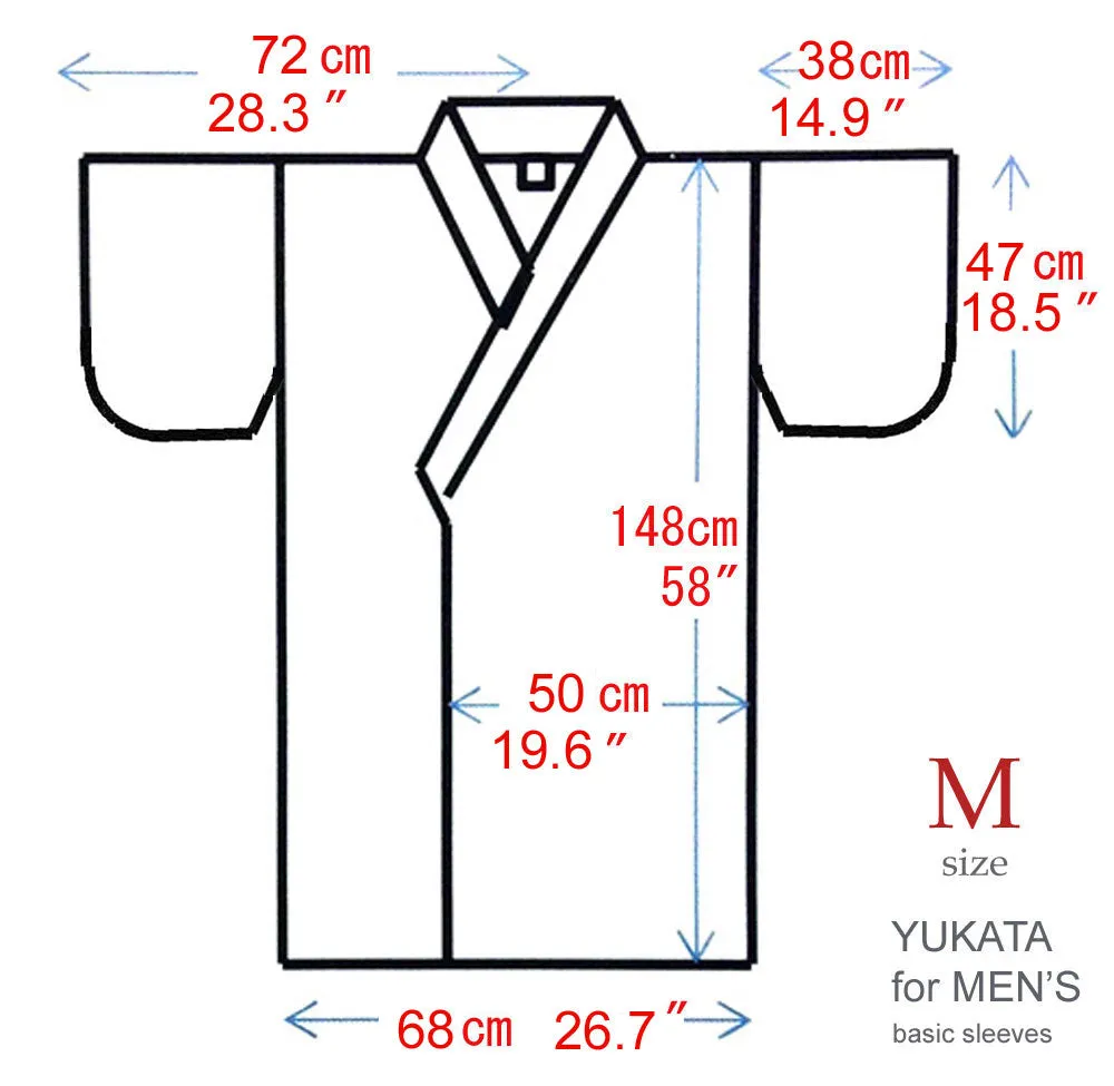 Men's Yukata Robe Japanese Summer Kimono -  Diamond Pattern
