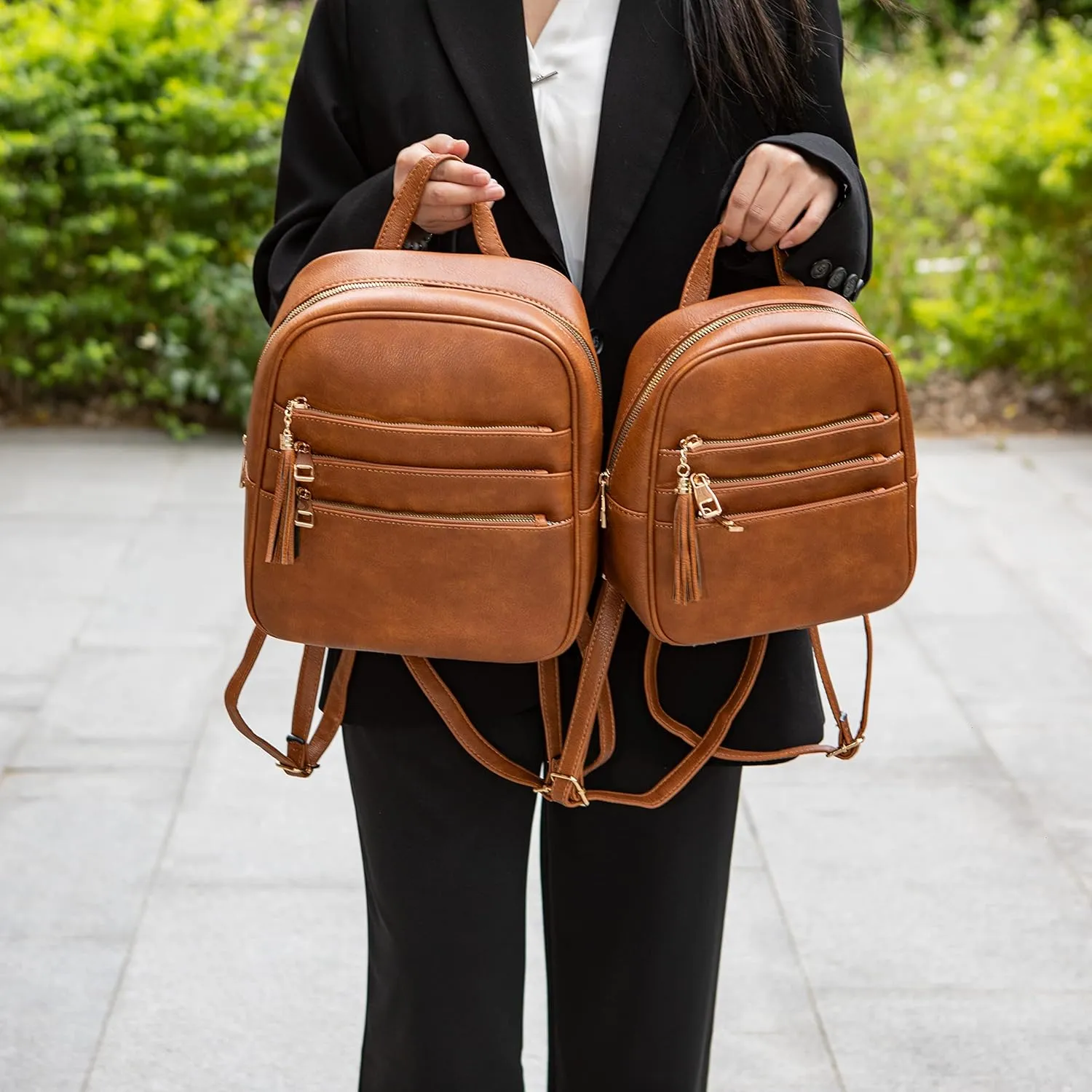 MKF Collection Backpack 3 Pieces Set for Women, Large Backpack with Mini Backpack & Wristlet Pouch, Top-Handle Daypack