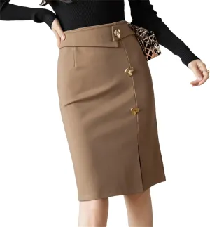 Mkjuuior Winter Midi Skirts Women's Oversized High Waist Bodycon Skirt