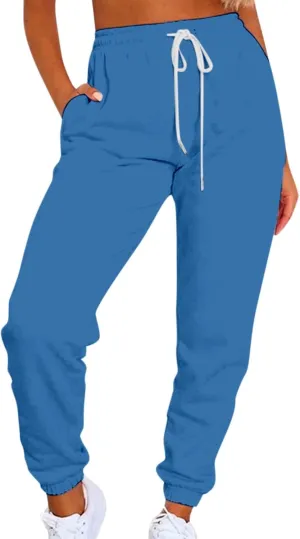 Muyise Fleece Lined Joggers for Women High Waisted Drawstring Thermal Sweatpants Workout Pants Running Pants with Pockets
