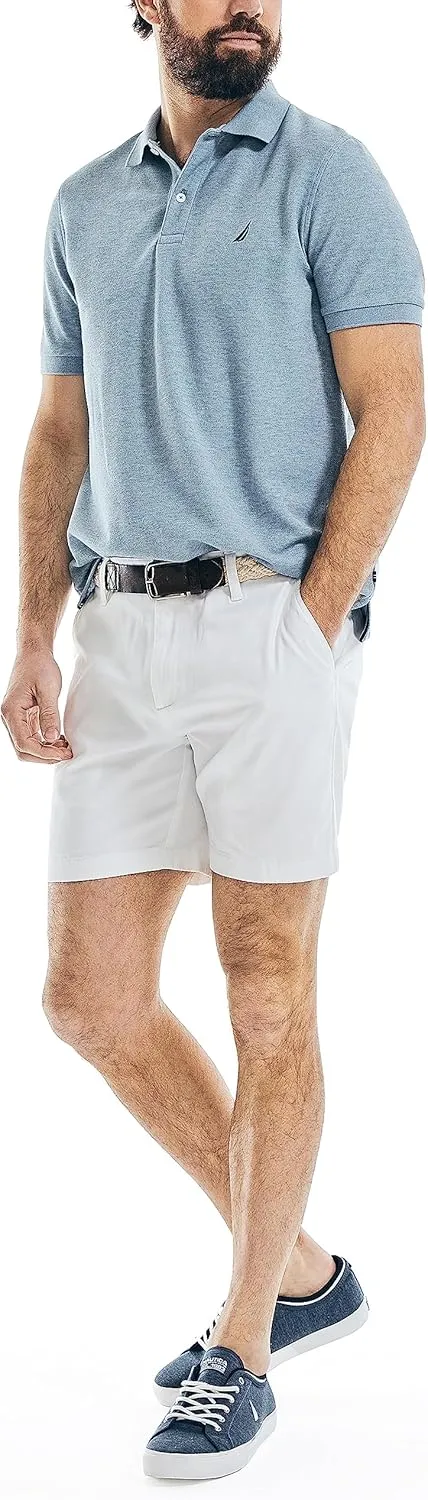 Nautica Men's Classic Short Sleeve Solid Performance Deck Polo Shirt