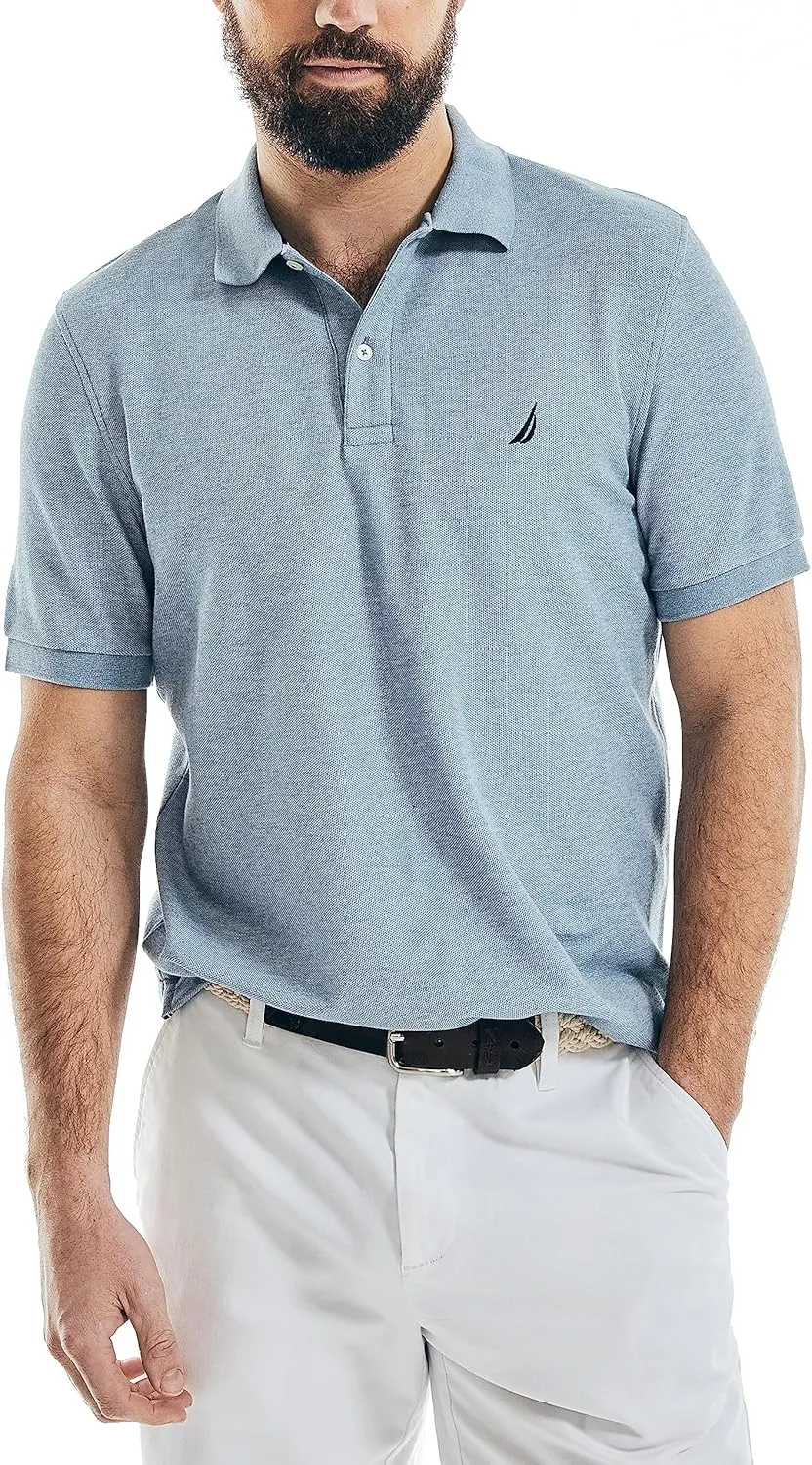 Nautica Men's Classic Short Sleeve Solid Performance Deck Polo Shirt