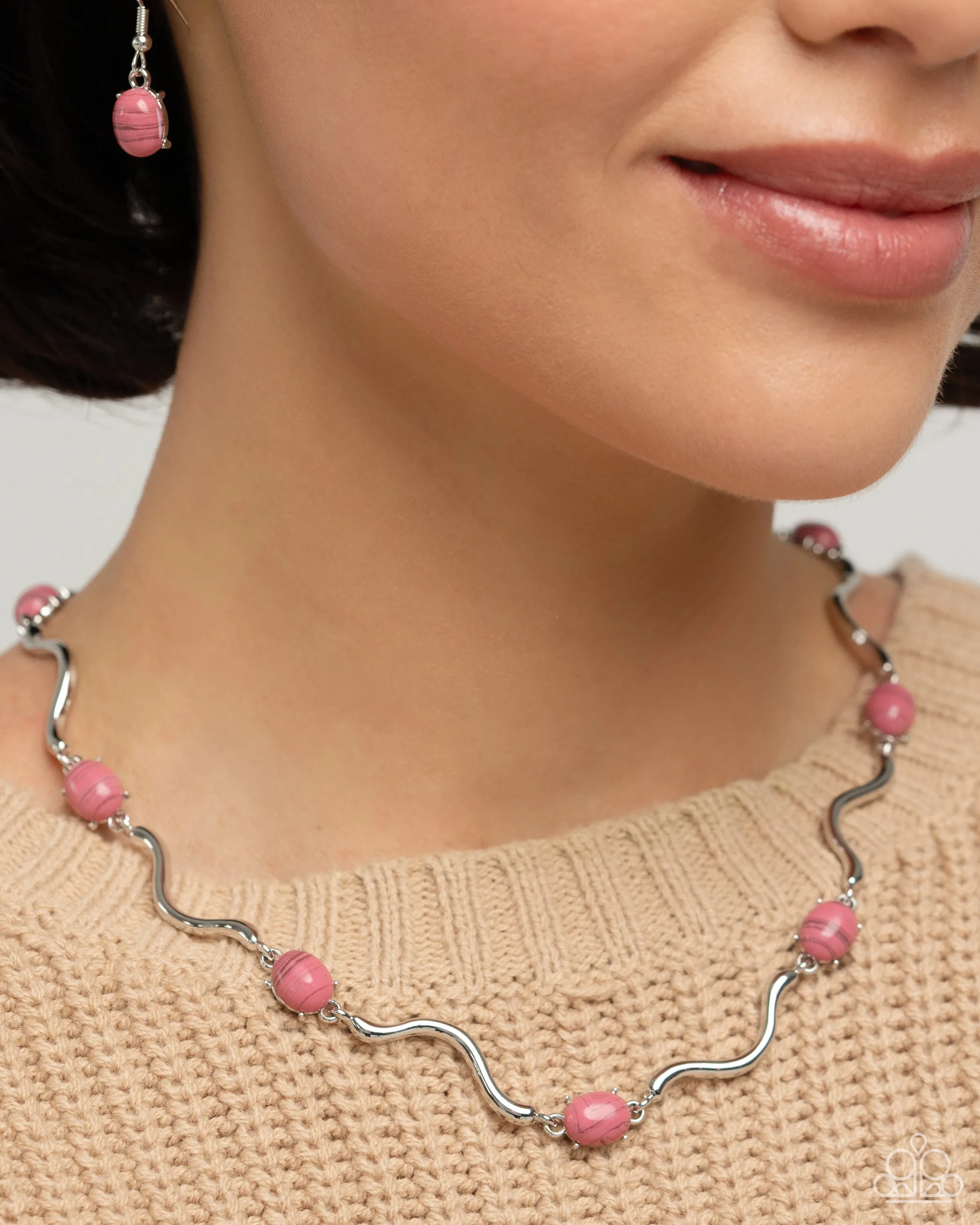 Necklaces Striped Season - Pink SET