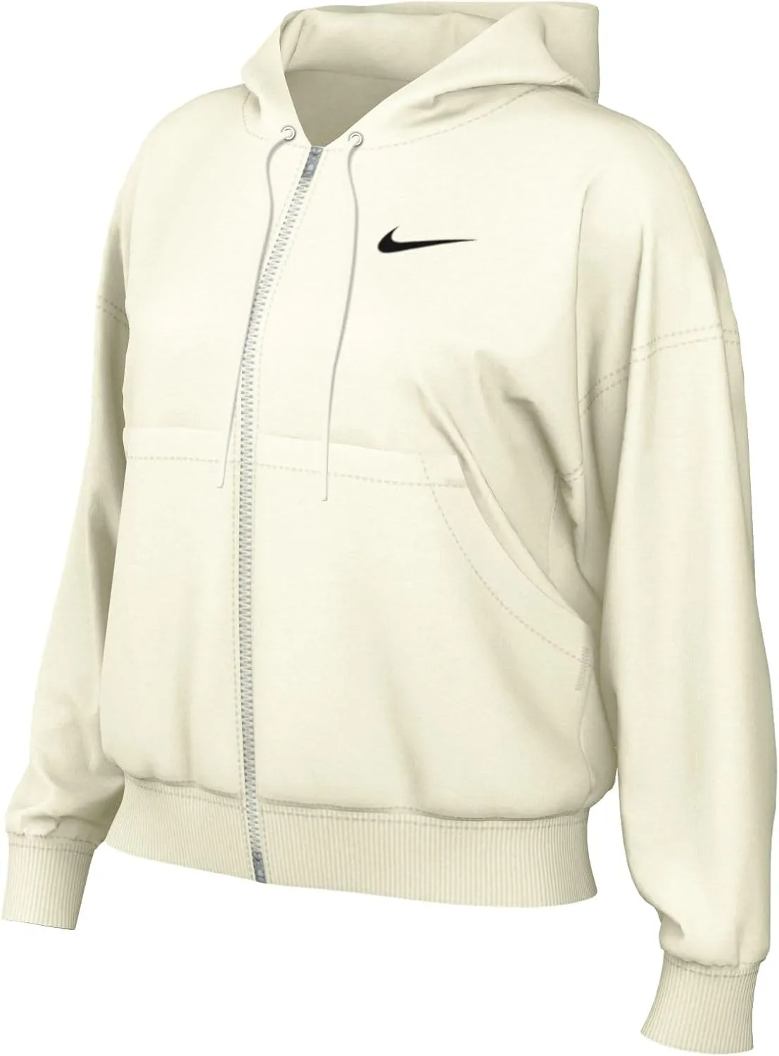 Nike Womens Phoenix Fleece Oversized Full-Zip Hoodie (US, Alpha, Medium, Regular, Regular, Sail/Black)
