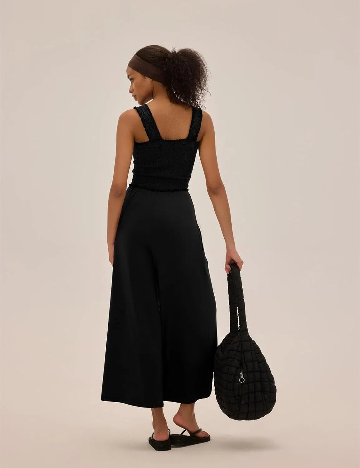 One Piece Sleeveless Square Neck Jumpsuits for Women Casual Wide Leg Long Pant Rompers Overalls Beach Vacation