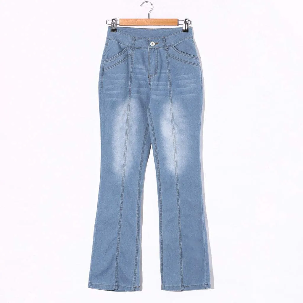 Pants Mid Denim Womens Pants Trousers Casual Waisted Lace Jeans Up Women's Jeans Pants Jeans for Women Trendy Plus