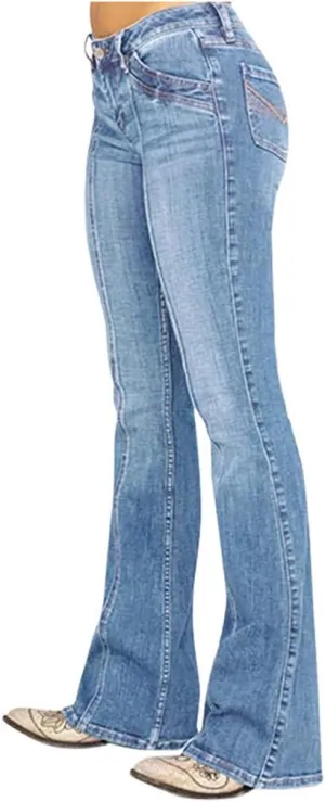 Pants Mid Denim Womens Pants Trousers Casual Waisted Lace Jeans Up Women's Jeans Pants Jeans for Women Trendy Plus