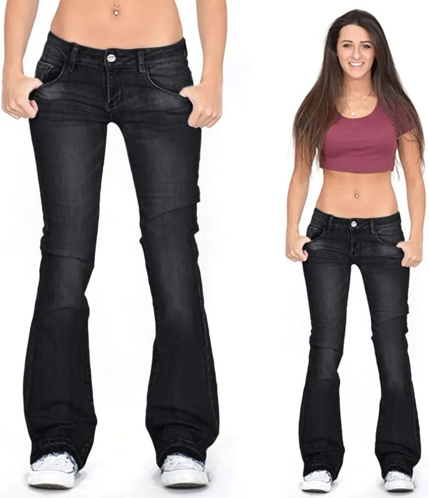 Pants Mid Denim Womens Pants Trousers Casual Waisted Lace Jeans Up Women's Jeans Pants Jeans for Women Trendy Plus