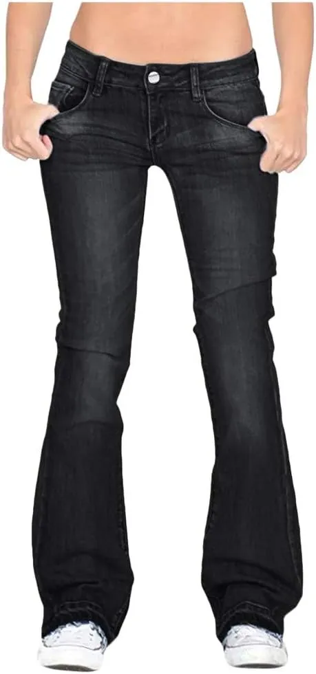 Pants Mid Denim Womens Pants Trousers Casual Waisted Lace Jeans Up Women's Jeans Pants Jeans for Women Trendy Plus