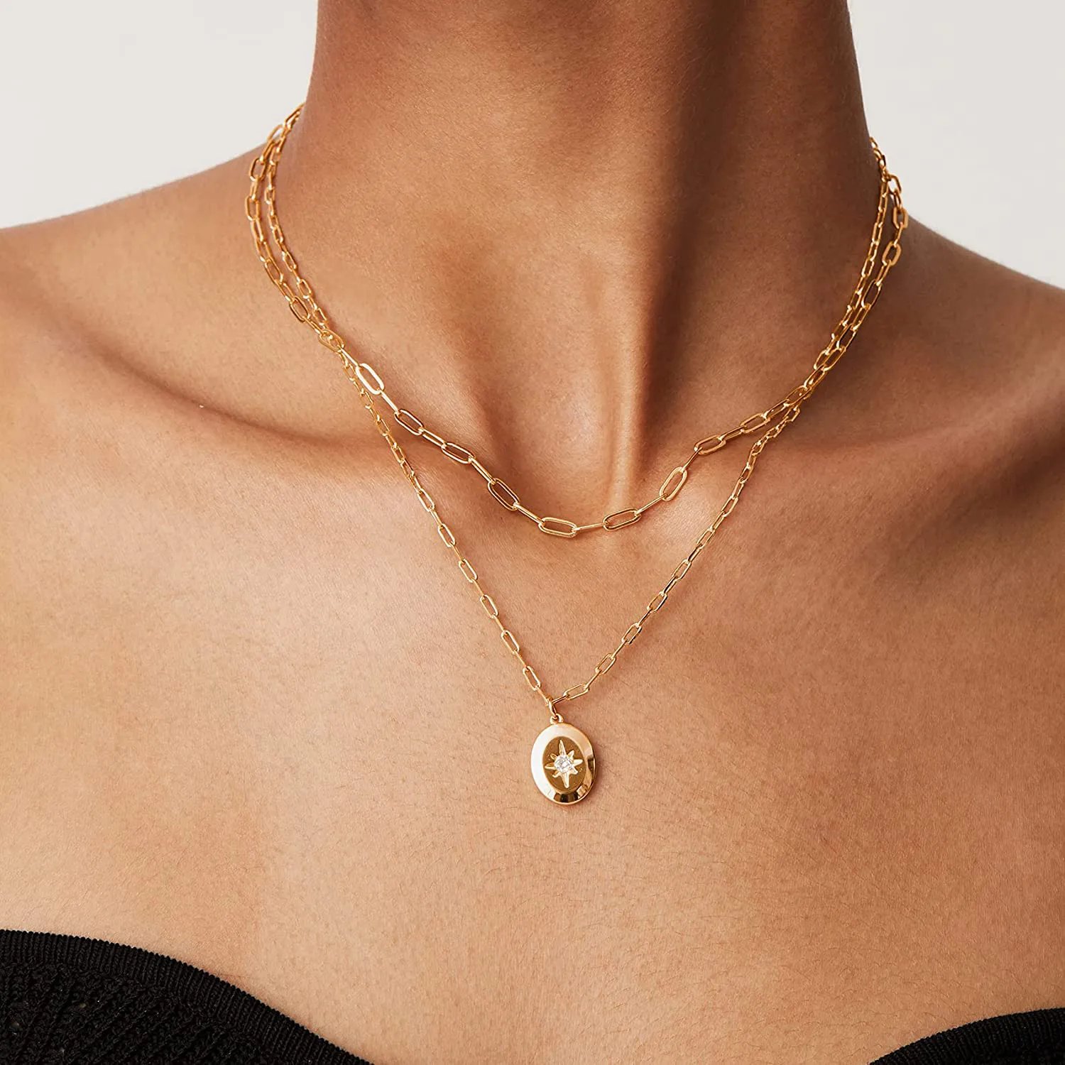PAVOI 14K Gold Plated Star, Coin, Butterfly, Lightning Cluster Pendant Necklace for Women