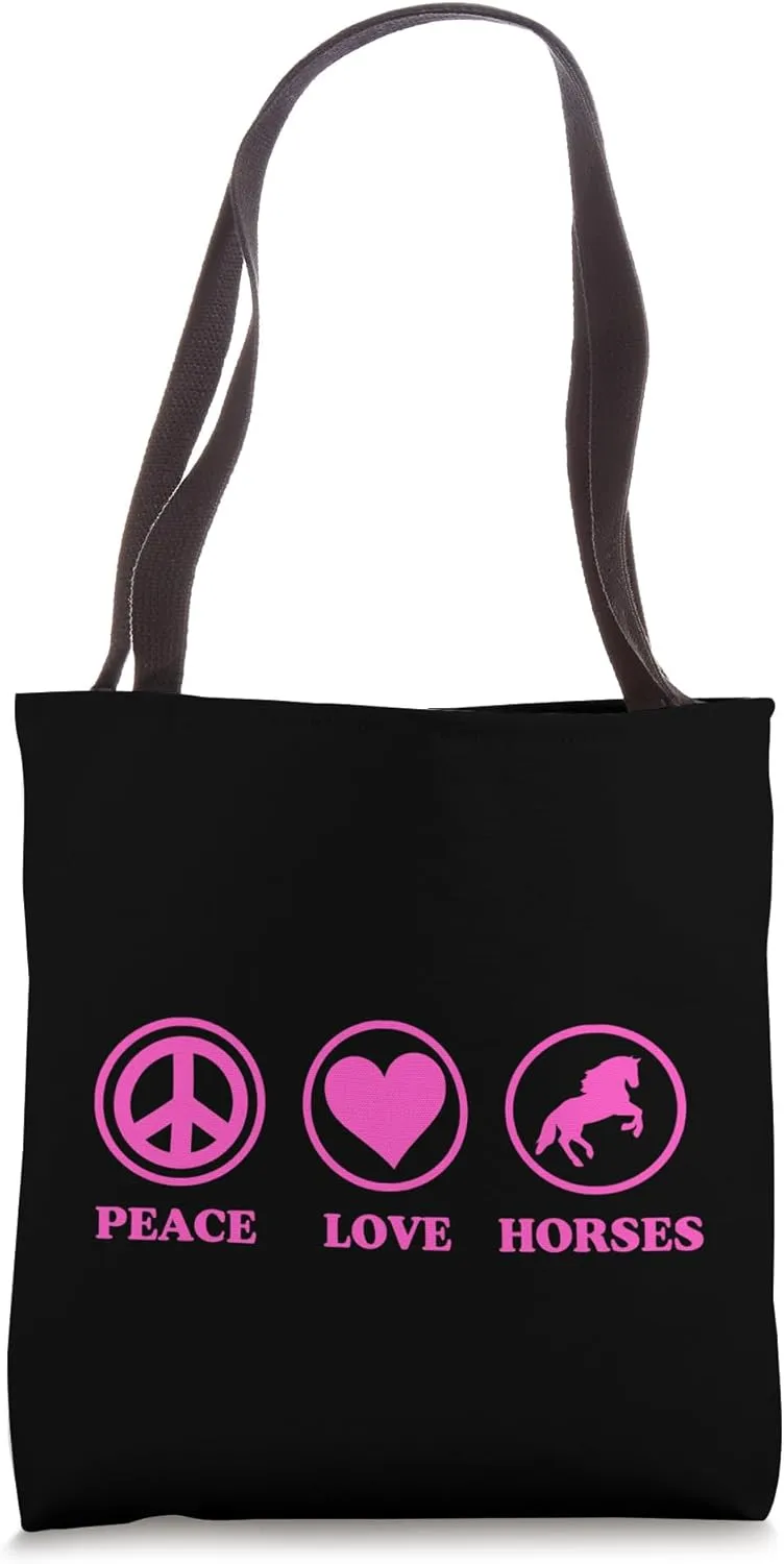 Peace Love Horses Simple Horse Graphic Tote Bag