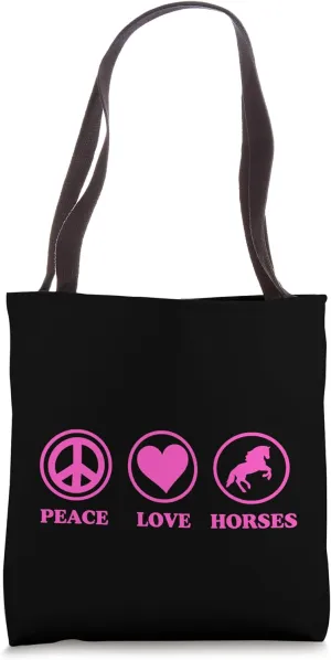 Peace Love Horses Simple Horse Graphic Tote Bag